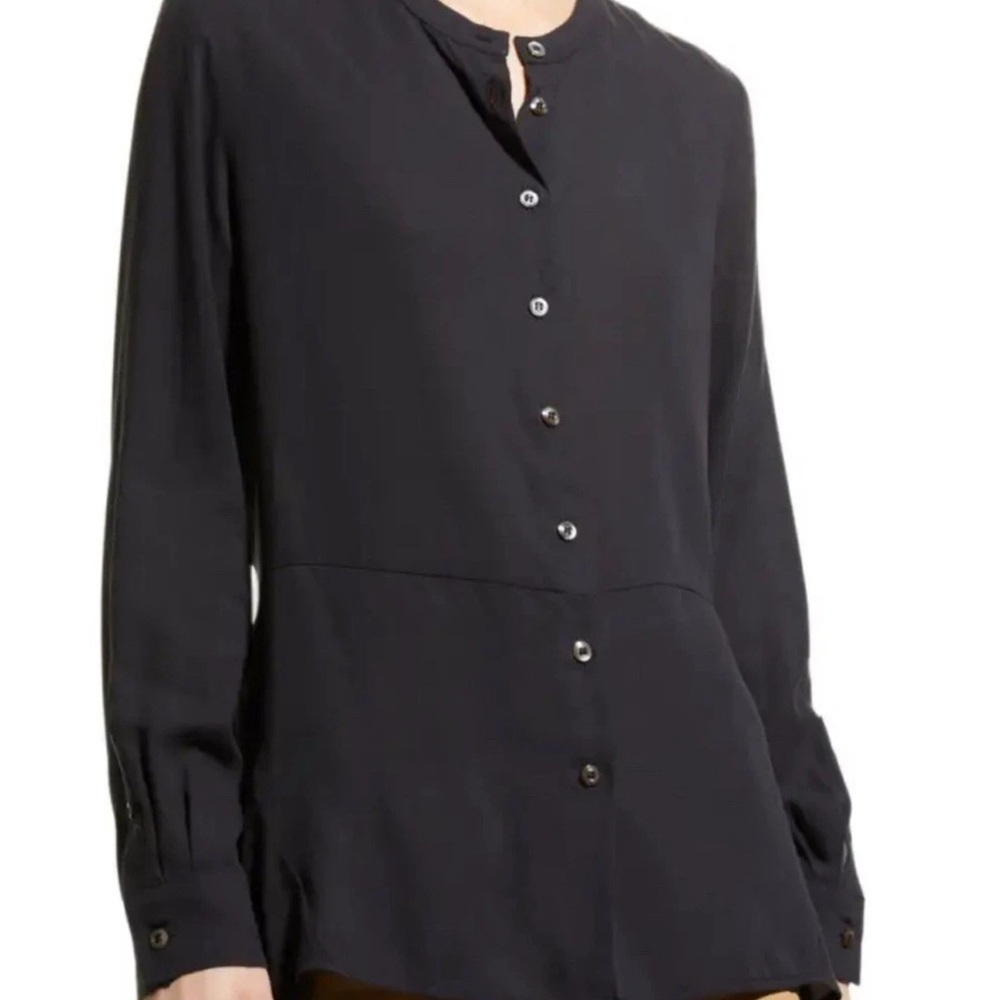 NWT Harshman Anthropologie Ornella Button Shirt Blouse Dark Navy Sz. M MSRP $212 - Picture 5 of 5